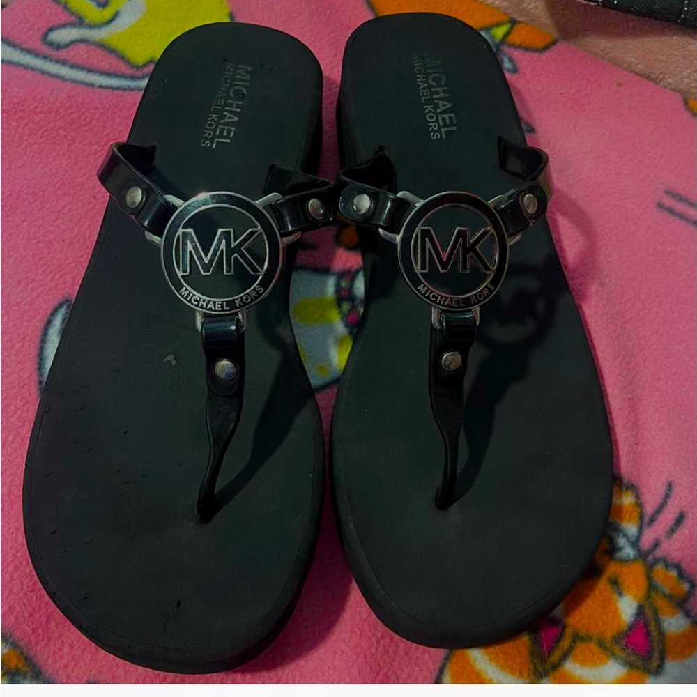 Michael Kors Black Logo Thong Sandals